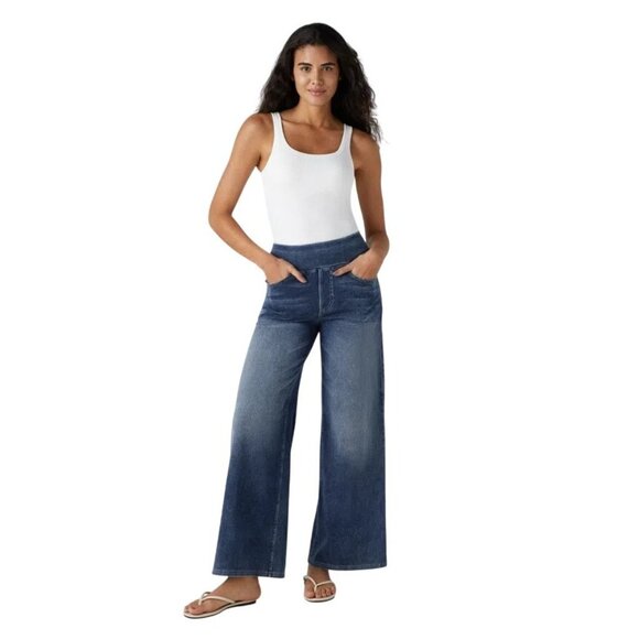Halara Flex High Waisted Baggy Wide Leg Jeans Womens Size M Stretch Denim Blue - Picture 1 of 10